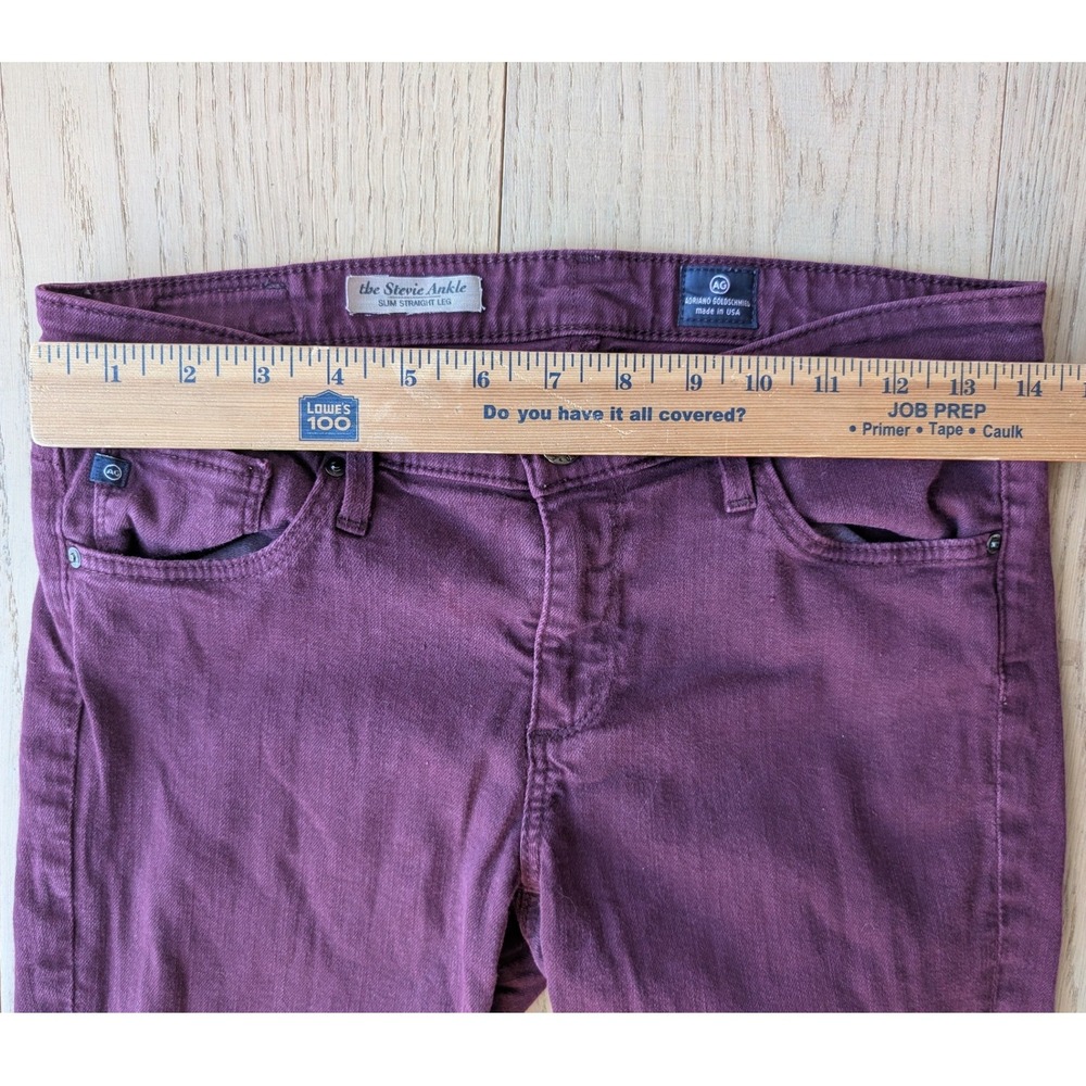 AG Adriano Goldschmied Stevie Ankle Slim Straight Leg Jeans Maroon 27R CTL1377- - Picture 5 of 7